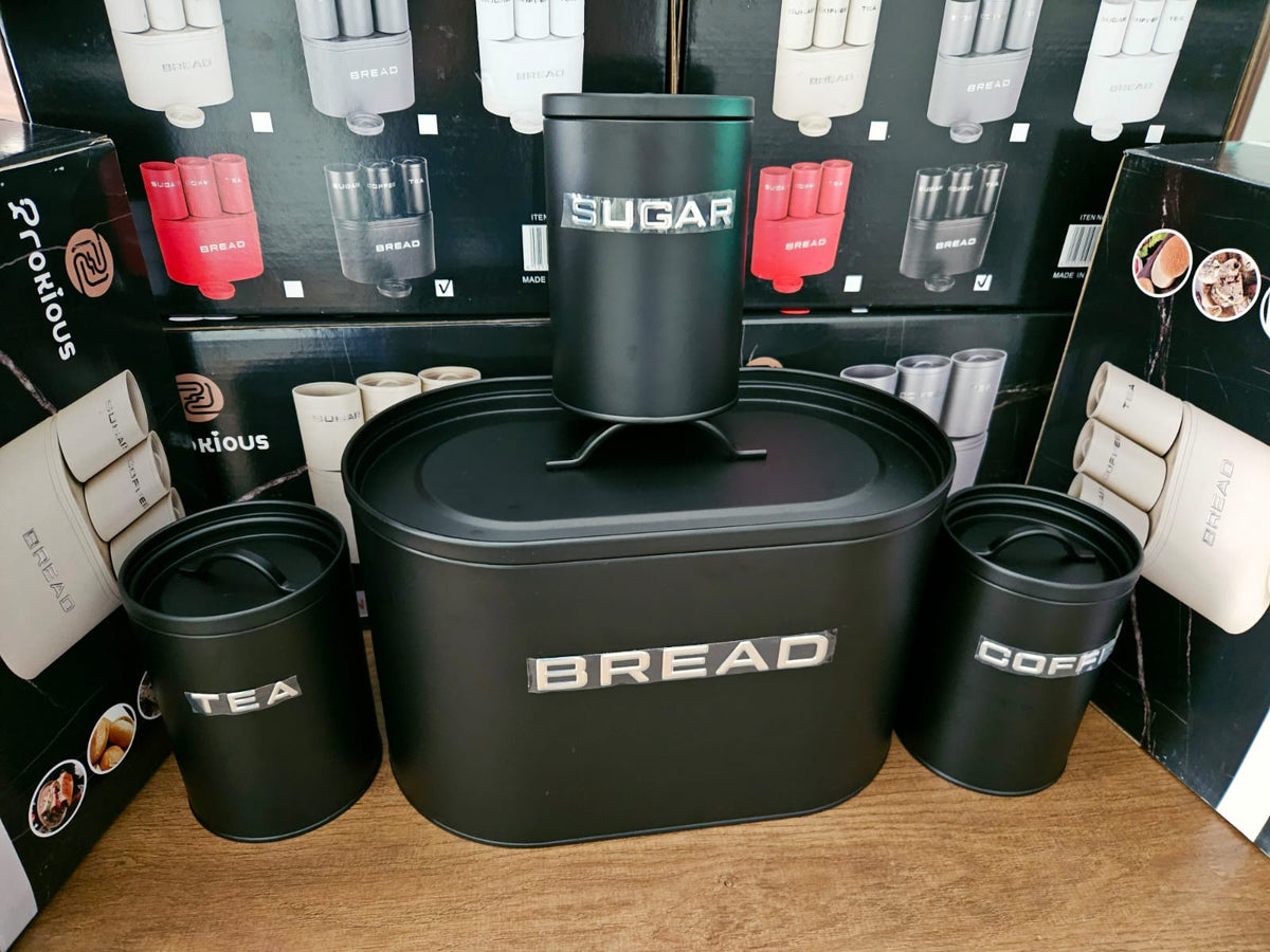 Unique and elegant bread storage bin with 3pcs canisters