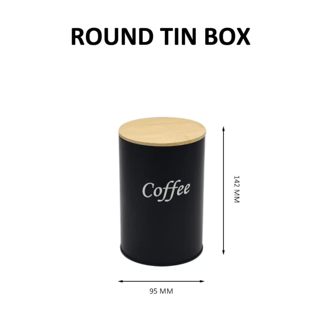 Coffee, Sugar & Tea Alloyeyal canisters with a bamboo lid