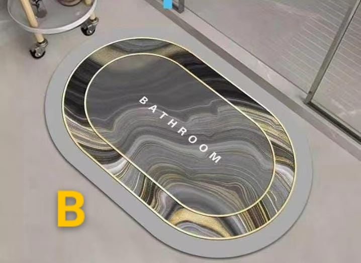 Oval Bathroom/ Door mats with rubber underside