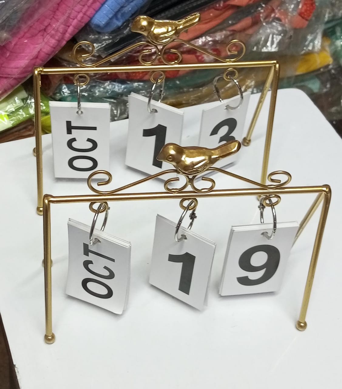 Desk calendar metal craft standing flip with large display modern trendy home Decor