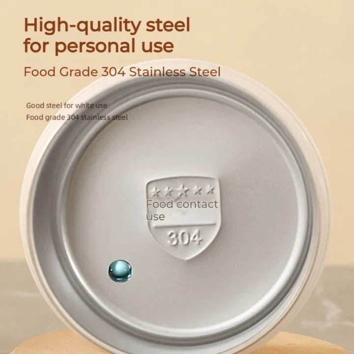 Round 550ml Bento Lunch Box, Stainless Steel with Lid, Large Capacity, Easy Wash, Microwave Safe, Carry On Lunch Box