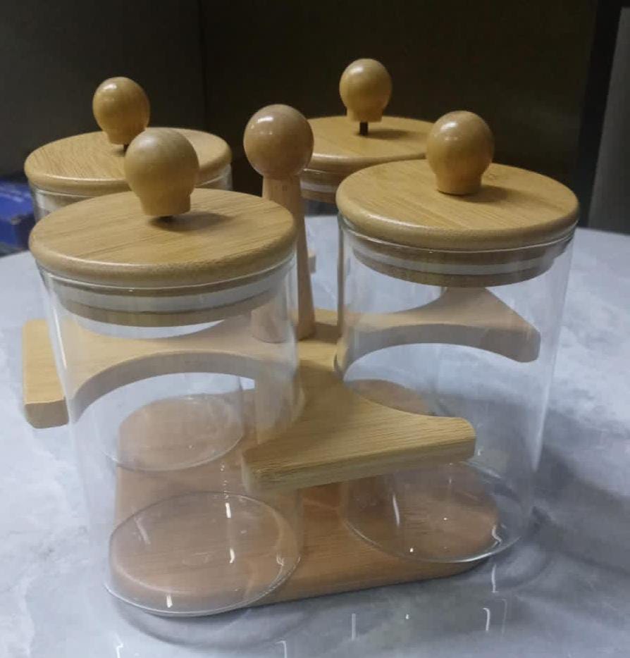 4 in 1 storage set with bamboo Holder
