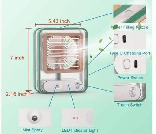Desk spray portable standing fan