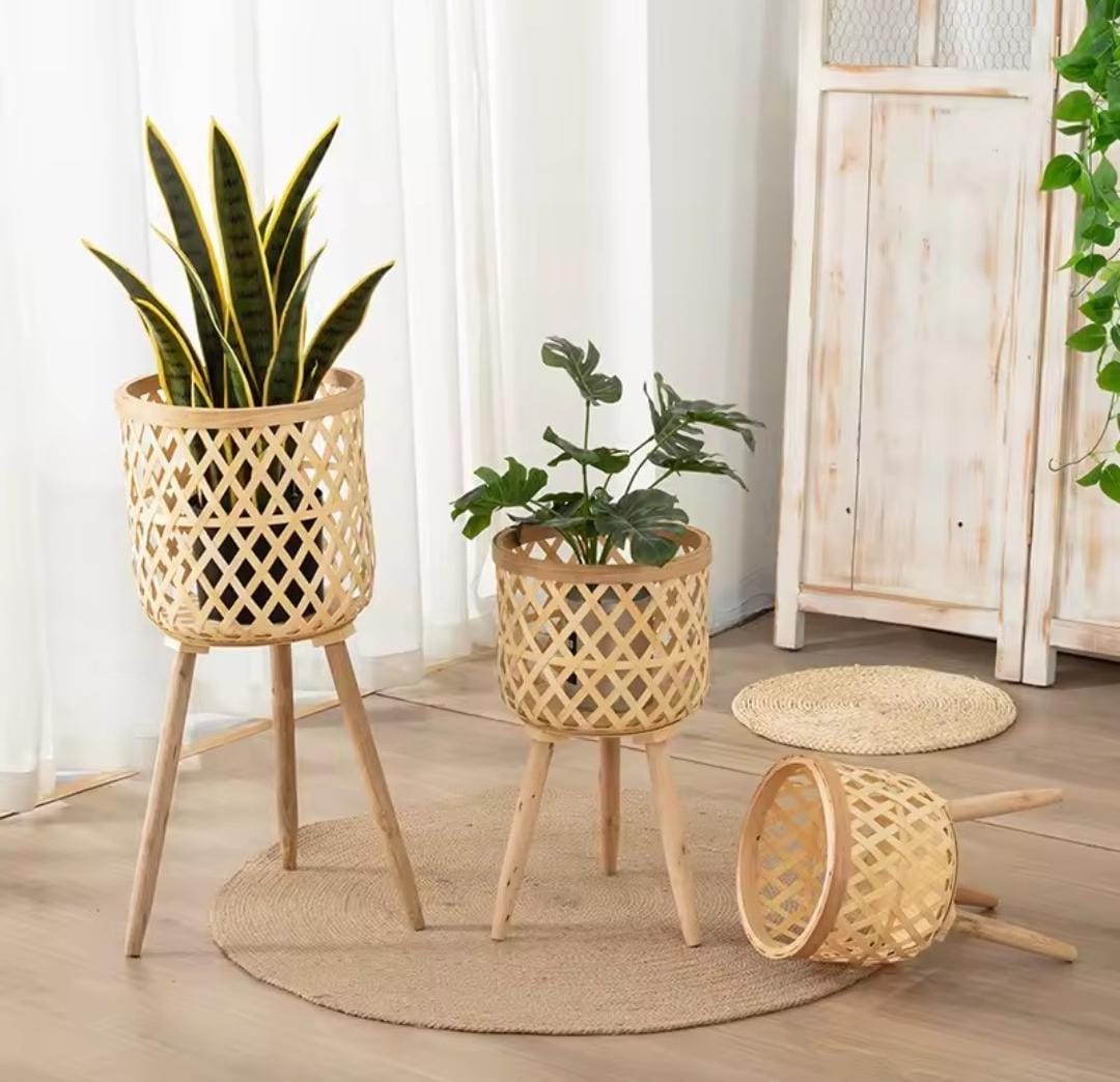 Boho Rattan plant stand