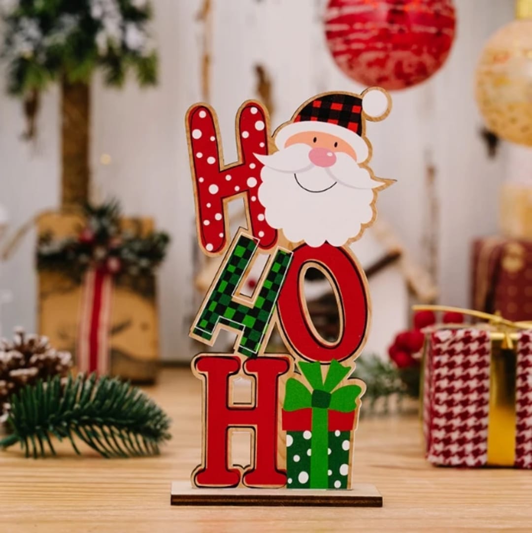 Wooden Christmas Desktop Ornaments Table