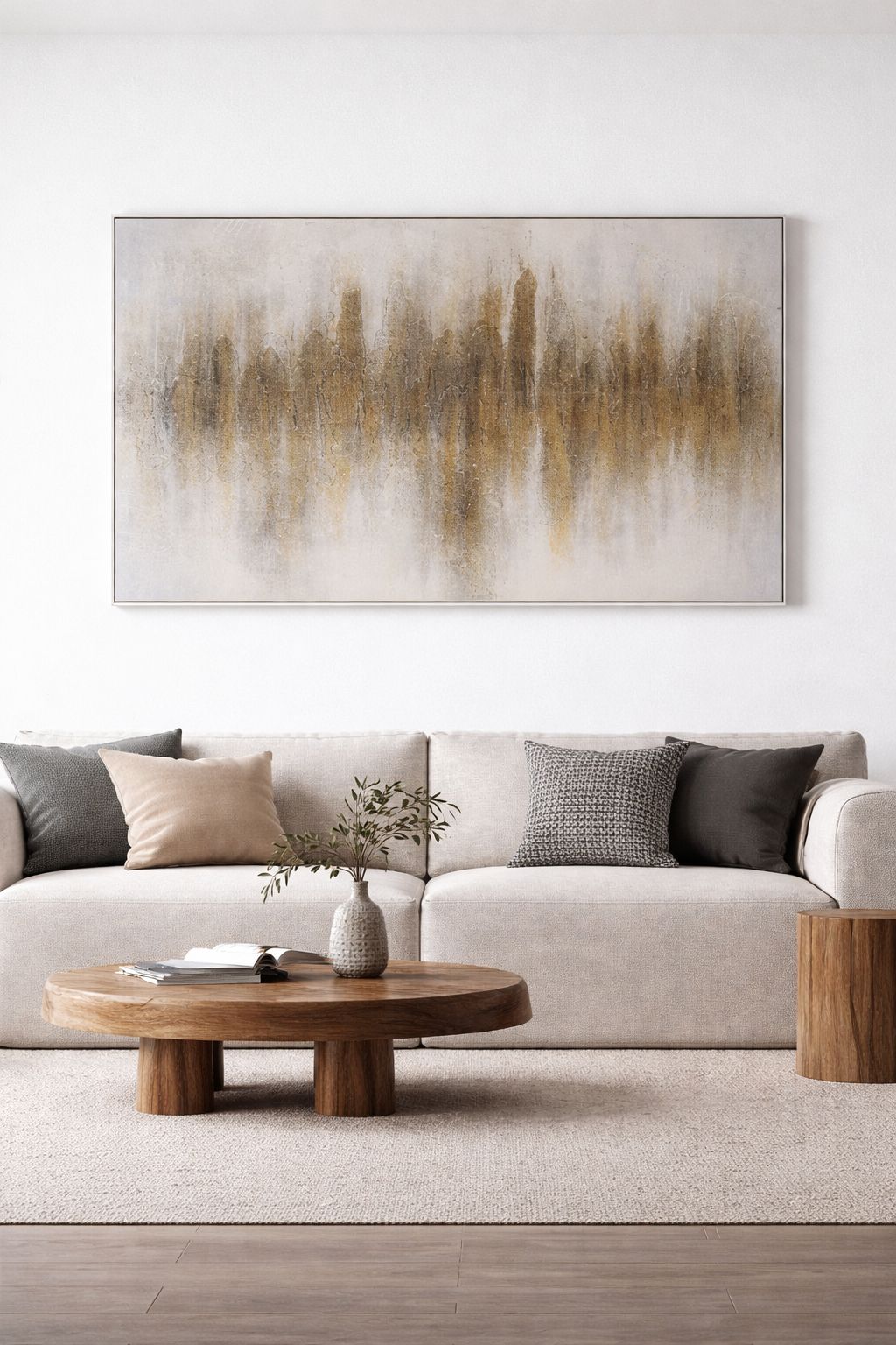 Modern abstract brushstroke artwork featuring warm earthy tones that bring warmth and character to any space.