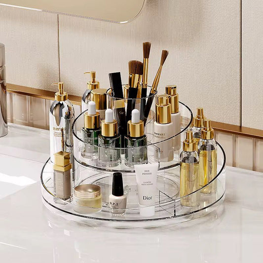 360° 2 Tier Acrylic organiser for serum,lipstick etc with a smooth, silent rotating base