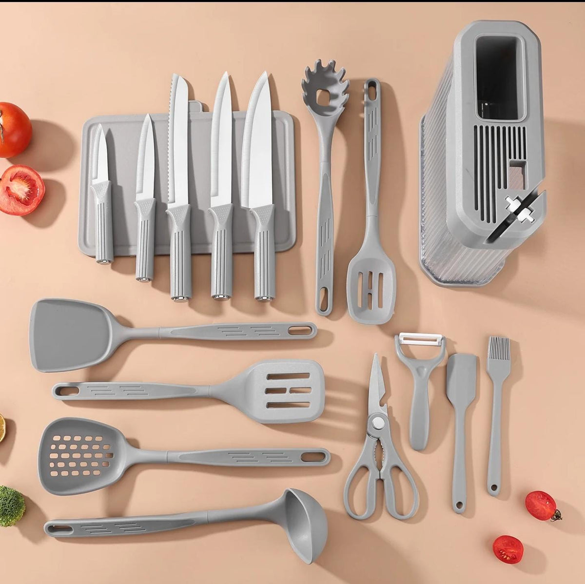 High quality 17pc food grade silicone kitchen utensil set.