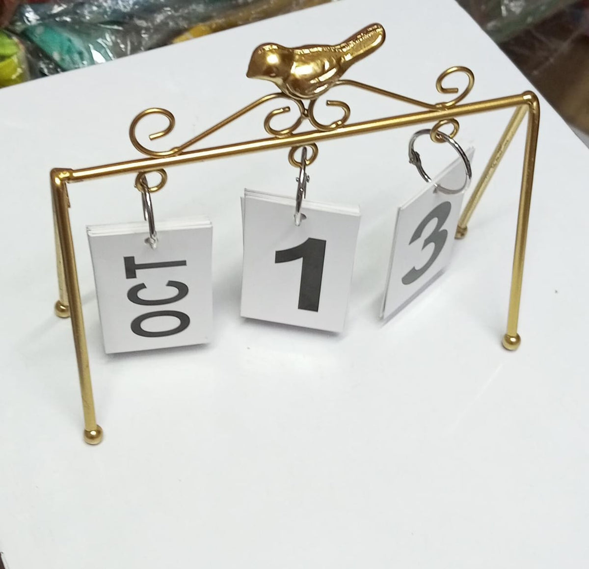 Desk calendar metal craft standing flip with large display modern trendy home Decor