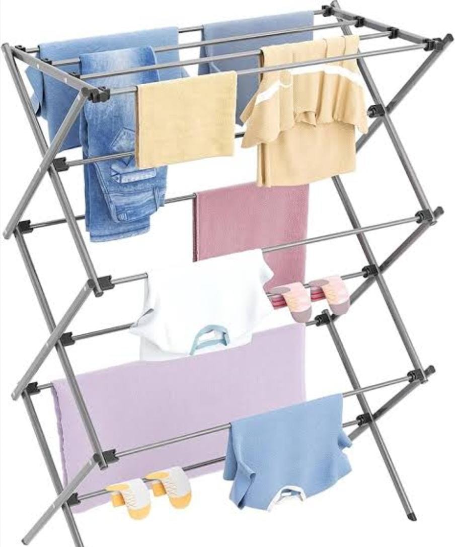 Foldable Clothes Drying Rack, a versatile, 3-tier laundry solution designed for both indoor and outdoor use.