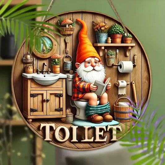 2D Flat wooden bathroom hanging decor sign