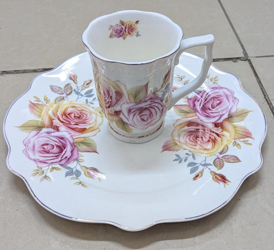 12pc Vintage fine bone china floral set with gold rim