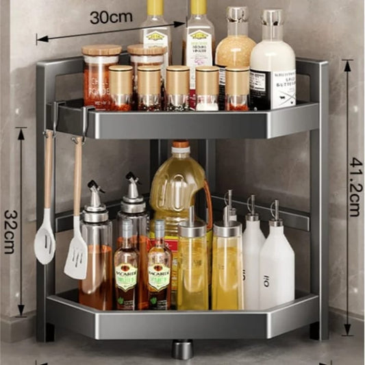 2Tier Multifunctional Countertop Kitchen Corner Storage Rack/Spice Rack