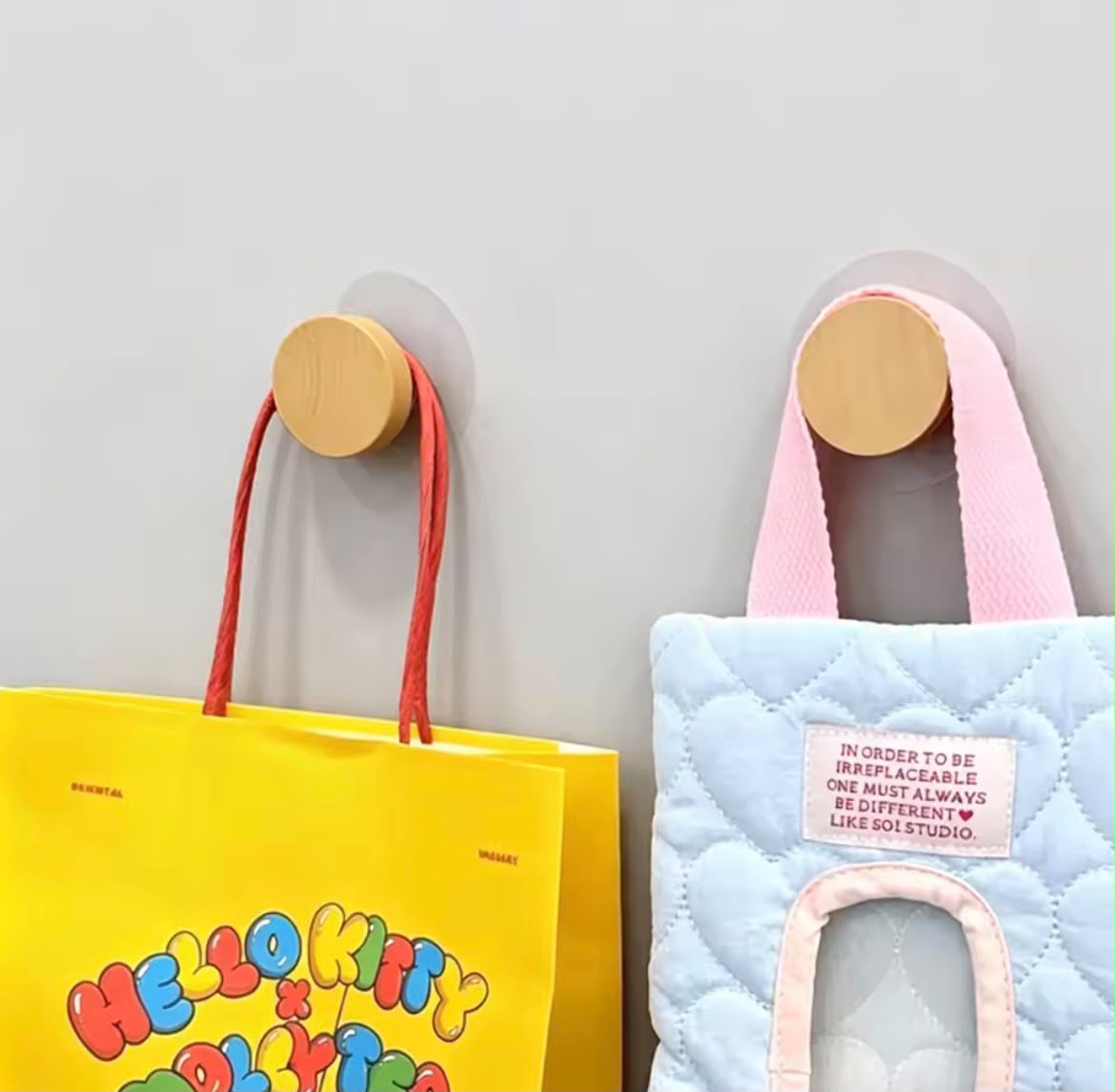 2pcs self Adhesive wooden wall hooks