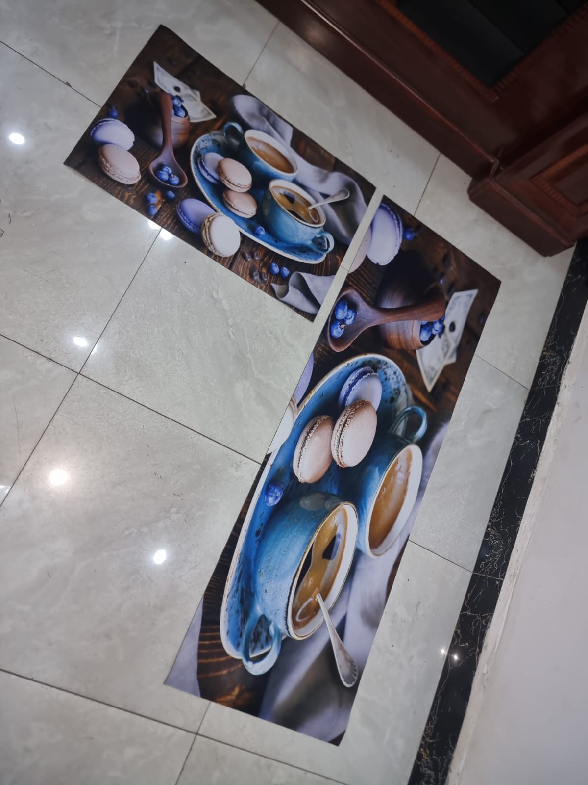 High quality medium grip Rubber underside floor 3D 2in1 kitchen mat