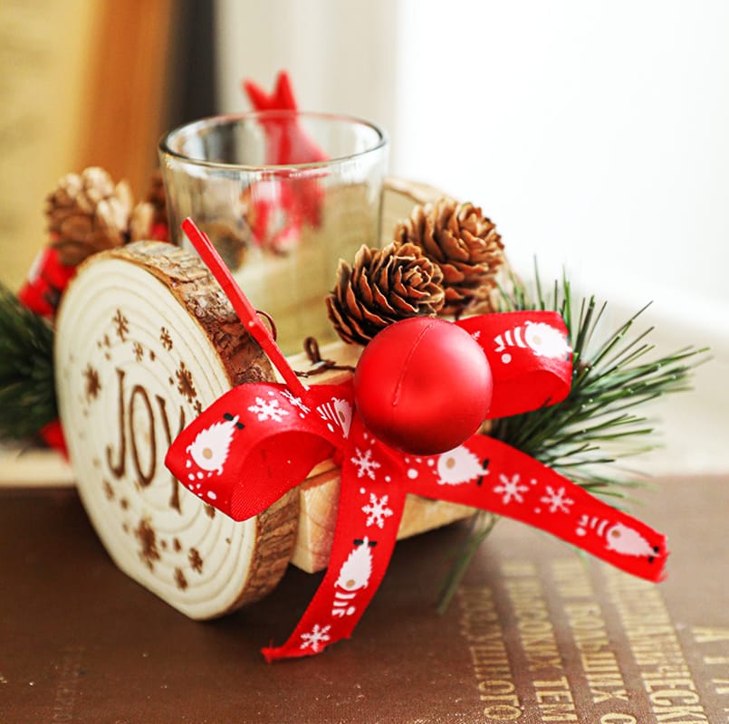Wooden Candlestick Christmas Decoration Candle Holder Desktop Ornaments Creative Pattern Crafts