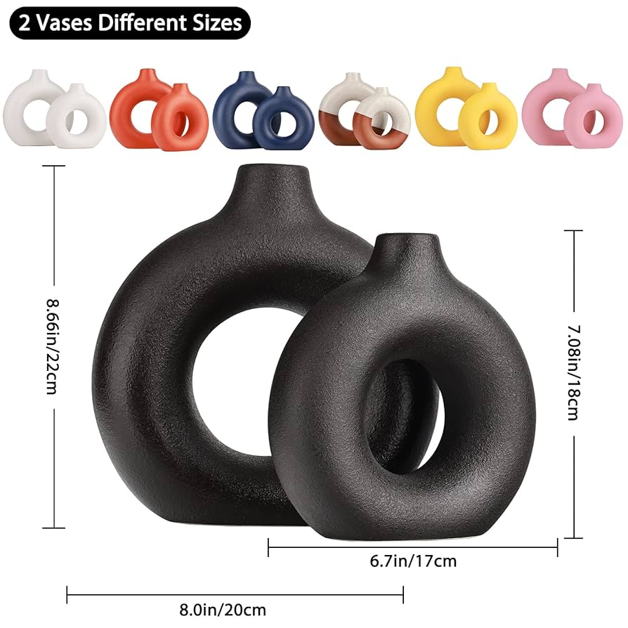 Porcelain ceramic 2in1 elegant decor Donut flower vases