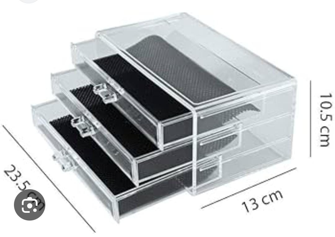 JN-125 3 drawer clear acrylic cosmetics storage box