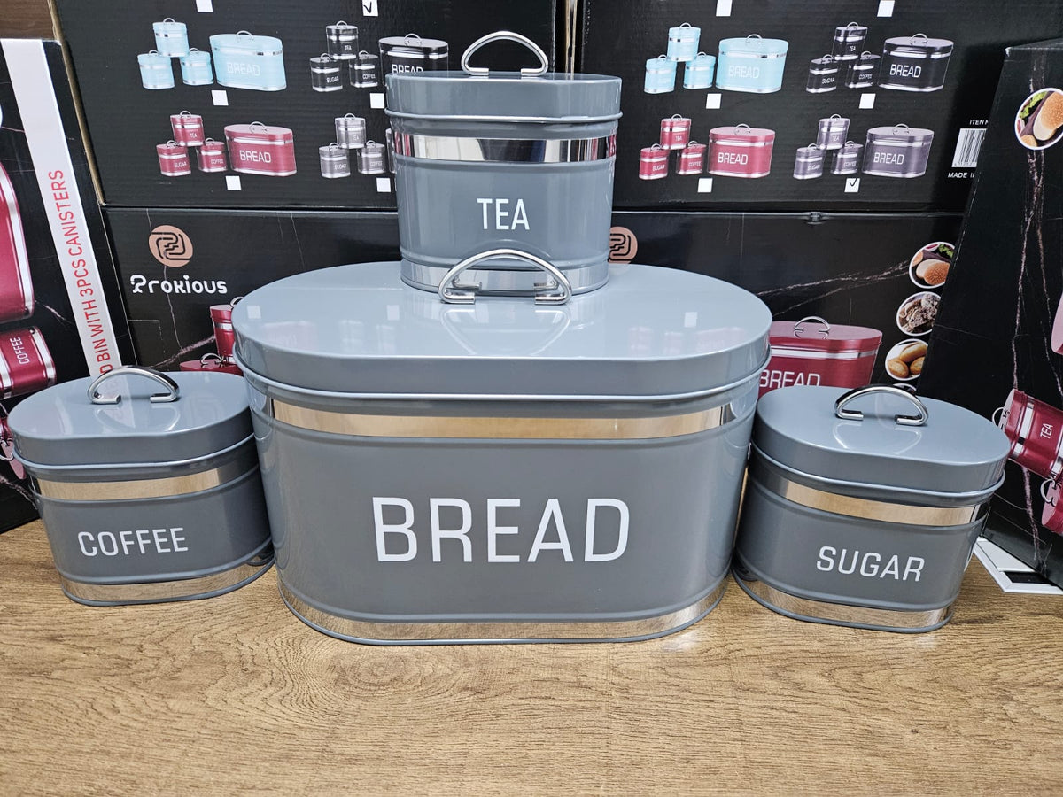 Unique and elegant bread storage bin with 3pcs canisters