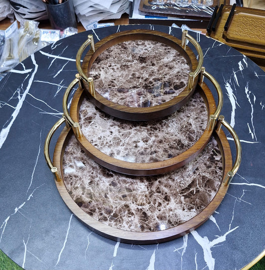 3-Piece Bamboo Nesting trays with Grey Handles