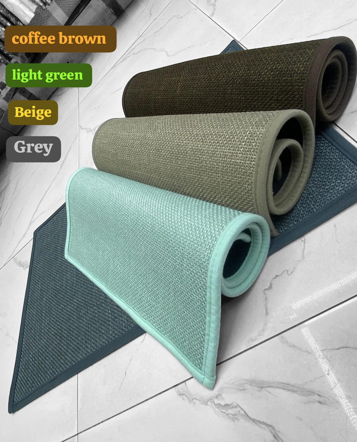 Door floor mat with rubber bottom