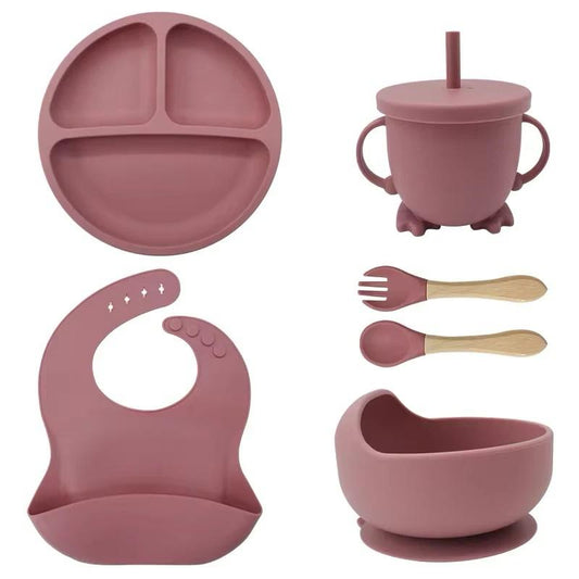 Silicone Baby Feeding Set with Suction Plate Bowl Bib Spoon Fork Cup | Food Grade BPA Free Baby Feeding Set for Self Feeding