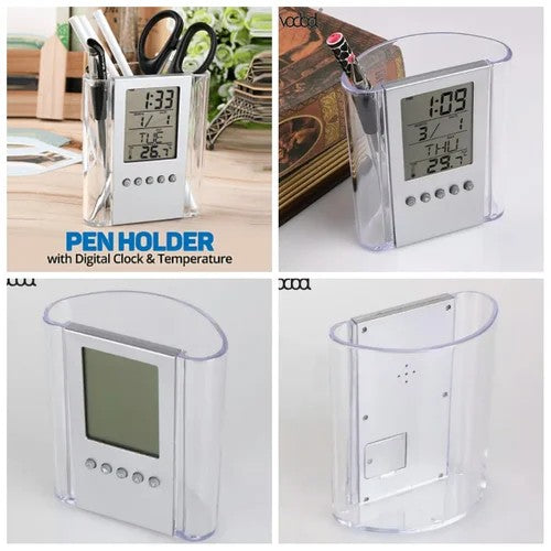 Pen Pencil Holder/organizer, Digital LCD Desk Pen Holder, Calendar, Timer, clock, thermometer Desktop Electronic Office stationary organizer, office giftset, bedroom table organizer, can be branded for promotion and as gifts