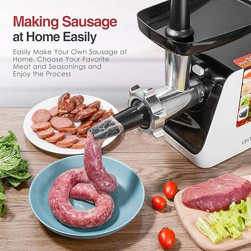 Electric Meat Grinder, 5 in 1 Heavy Duty Meat Mincer Sausage Stuffer Machine, 2000W MAX Stainless Steel Food Grinder with Sausage & Kubbe & Slicing & Shredding & Tomato Juicing Kits
