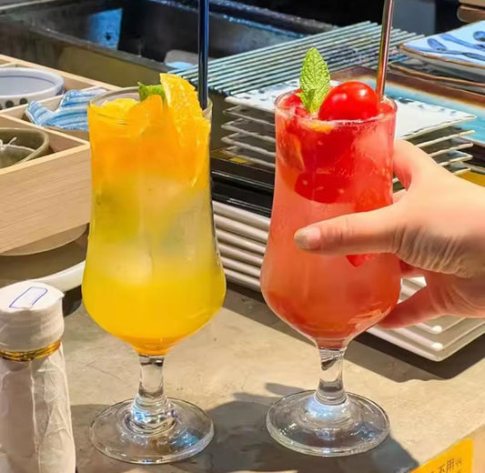 6PCS RETRO GLASS GOBLET TRANSPARENT GLASS