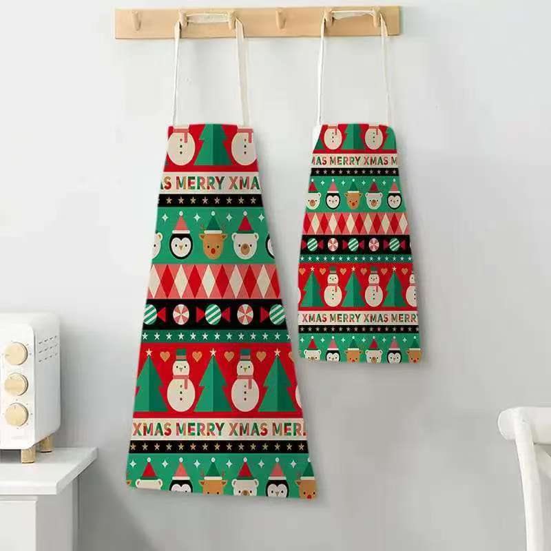 Christmas themed kitchen aprons for Ladies Men Kids
