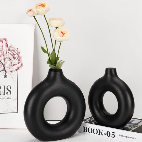 Porcelain ceramic 2in1 elegant decor Donut flower vases