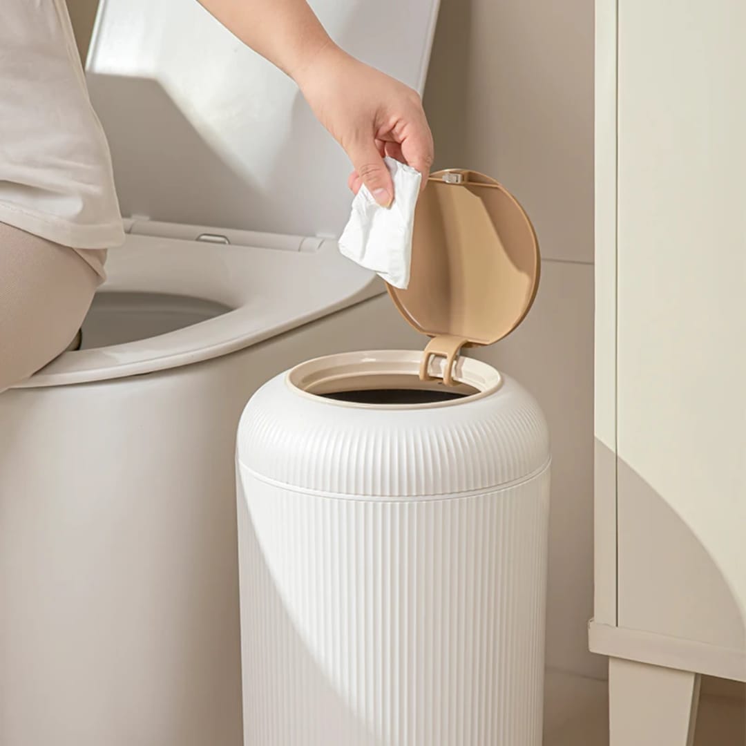 Round Intelligent Sensing Home Open Top Pressing Type 8L Large Capacity Storage Bucket with Legs