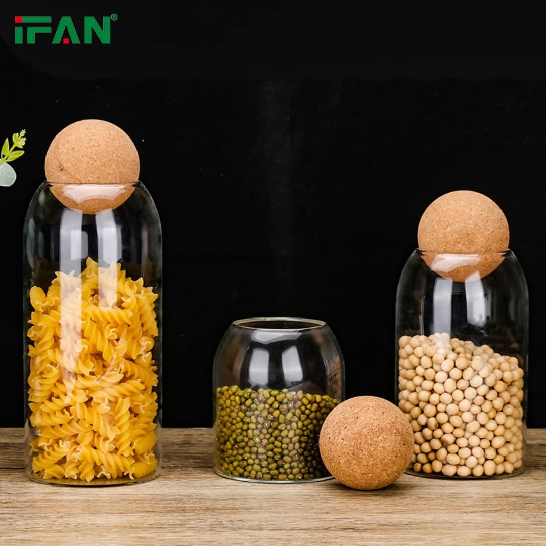 3pc Glass Storage Jars with Cork Lids