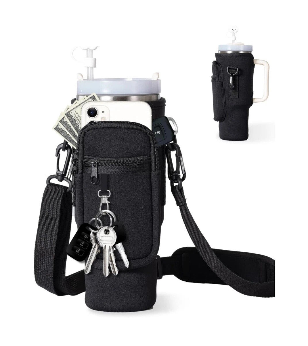 Stanley Cup Bag With Water Bottle Carrier Bag For Stanley Cup 40/30 Oz Tumbler With Handle, Water Bottle Holder Pouch With Adjustable Shoulder Strap 2 Stanley