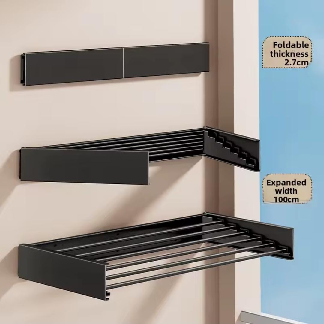 100cm Long Invisible Folding Wall Mounted Clothes Drying Rack