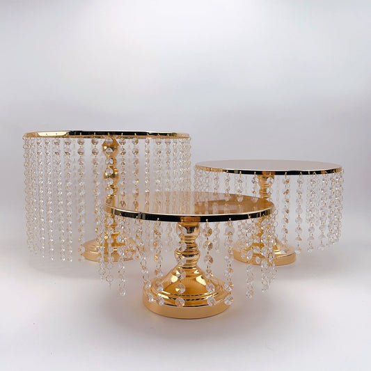 3Pcs Beaded Iron top cake stand
