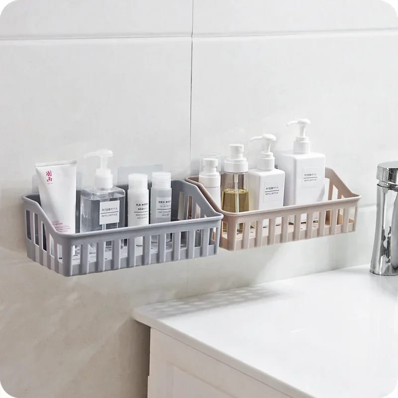 Bathroom Organizer Non-perforated Bathroom Shelves Kitchen Plastic Wall-mounted Toilet Sundries Storage Rack Corner Shelf