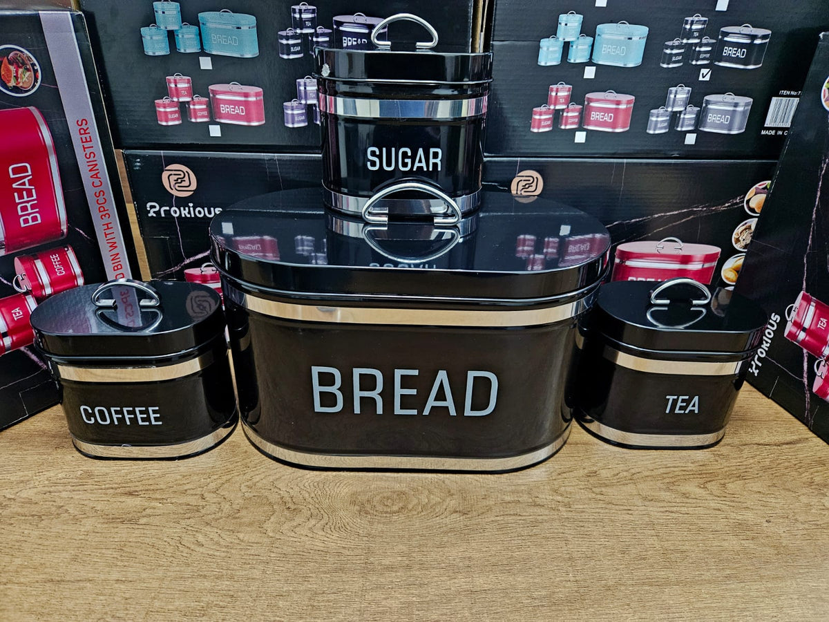 Unique and elegant bread storage bin with 3pcs canisters