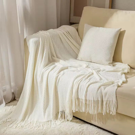 Soft textured chenille throw blanket