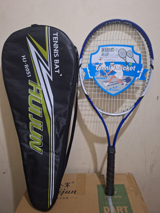 Tennis Racket HJ-R051. Lightweight alloy frame + anti-slip grip. Includes zip cover. Good for beginners + casual play.
