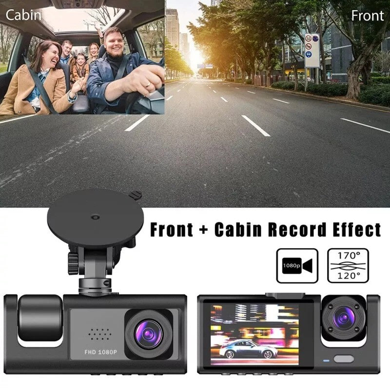Front/Rear/Inside Video Recorder Camera G-sensor HD 1080P Car Dual Lens Dash Cam