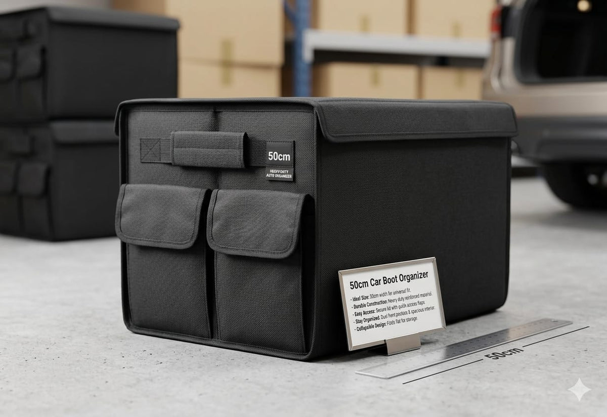 Foldable Premium Car Trunk Boot Organizer With Lid, Partitions & Handle