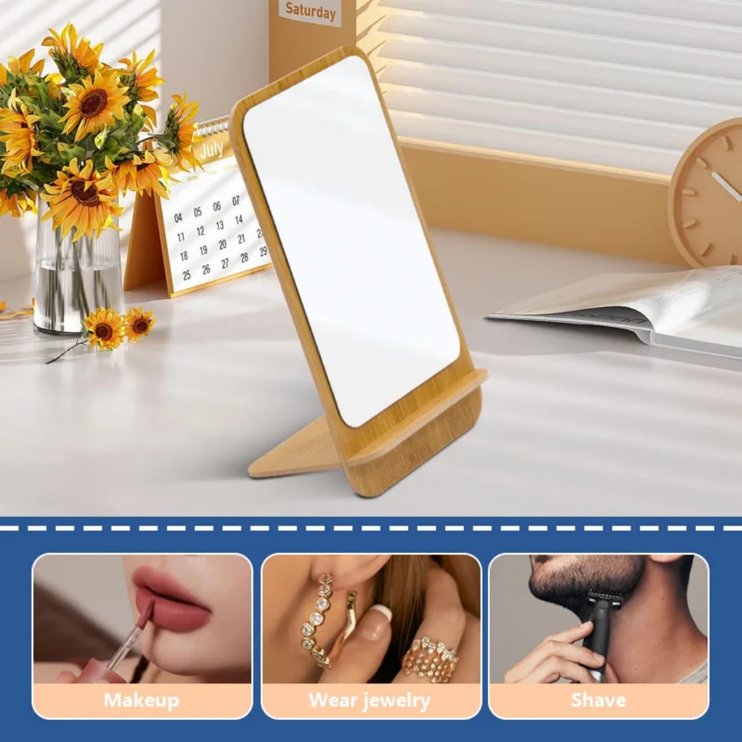 Foldable Rectangular Portable Desktop Makeup Mirror