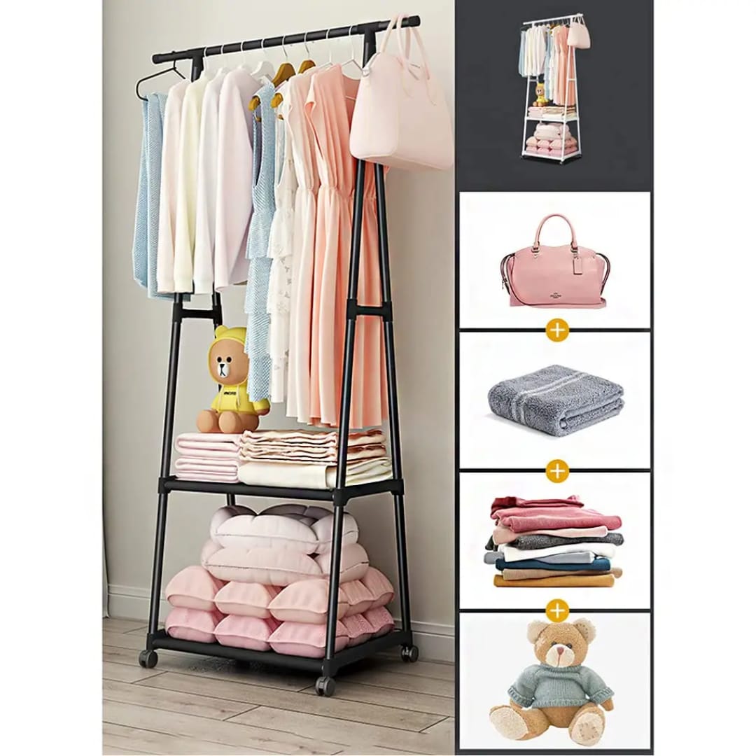 Simple coat rack Floor-to-ceiling clothes rack Household storage rack Bedroom three-dimensional clothes rack Foyer hanger