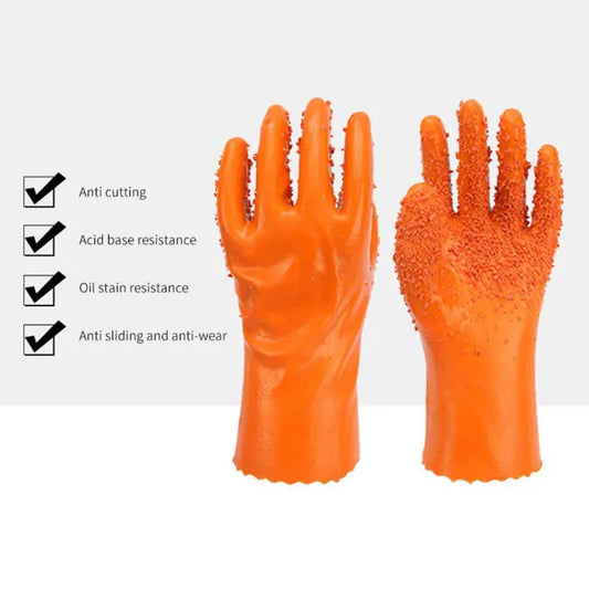 A pair of hard silicone latex studded gloves