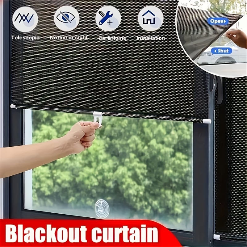 Retracting black out window blinds
