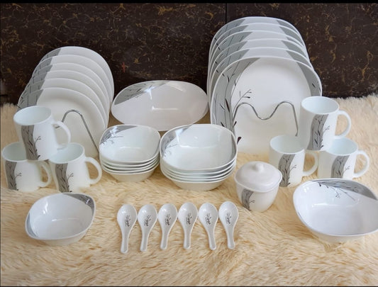 39pcs   CERAMIC WHITE GOLD DINNER SET