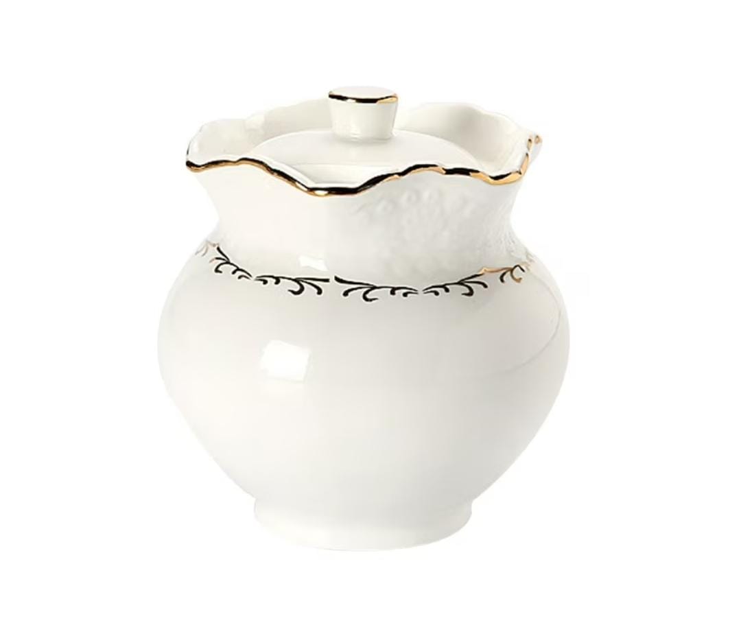 Classy sugar dish with gold rim