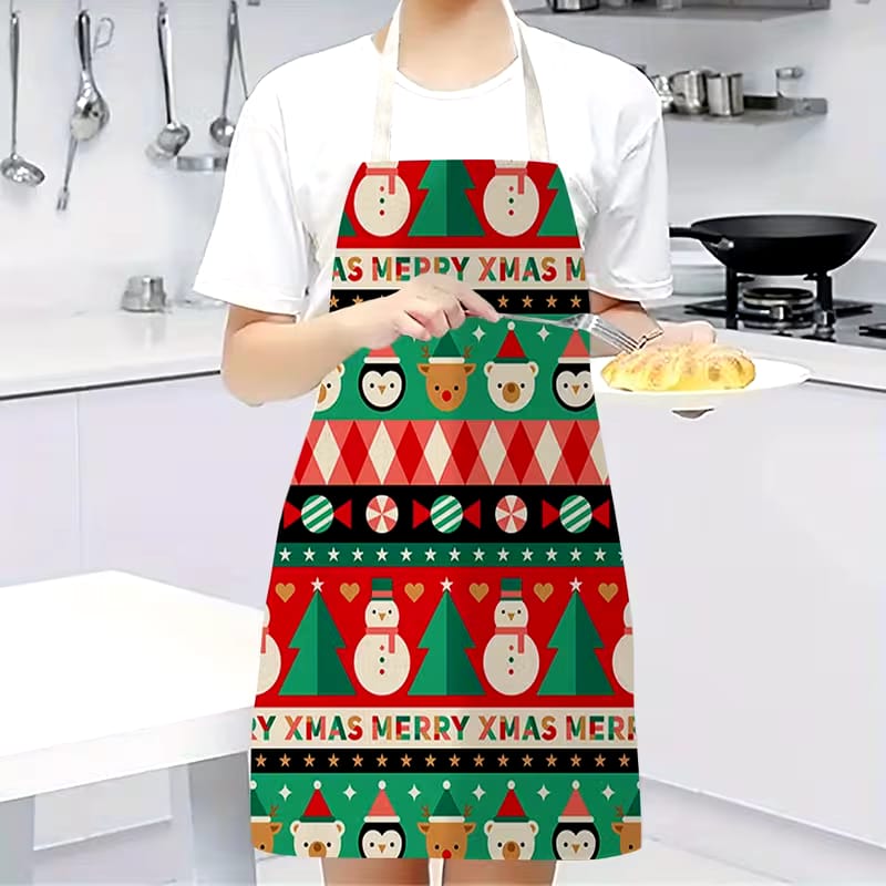 Christmas themed kitchen aprons for Ladies Men Kids