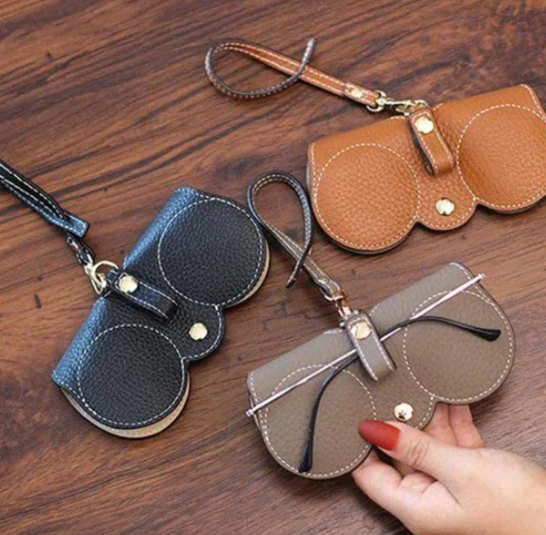 Soft Leather Sunglasses Bag, Leather Glasses Case Holder Portable Slim Sunglasses Pouch Soft Eyeglasses Bag